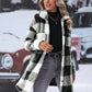 LUNE Women's Black And White Checkered Button Double Pocket Plush Jacket