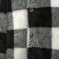 LUNE Women's Black And White Checkered Button Double Pocket Plush Jacket