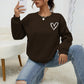 INAWLY Heart Print Drop Shoulder Sweatshirt,Long Sleeve Tops