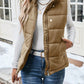 Raffinéa Plain Sleeveless Front Zip Simple Casual Puffer Vest