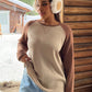 EZwear Plus Size Women Raglan Sleeve Round Neck Loose Contrast Color Casual T-Shirt, Autumn