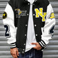 Manfinity EMRG Extra Loose Men's Colorblock Letter Print Button-Down Bomber Jacket