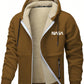 Men's Casual Sherpa Lined Letter Print Drawstring Hooded Jacket, Autumn/Winter