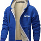 Men's Casual Sherpa Lined Letter Print Drawstring Hooded Jacket, Autumn/Winter