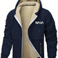 Men's Casual Sherpa Lined Letter Print Drawstring Hooded Jacket, Autumn/Winter