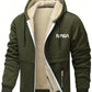 Men's Casual Sherpa Lined Letter Print Drawstring Hooded Jacket, Autumn/Winter