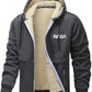 Men's Casual Sherpa Lined Letter Print Drawstring Hooded Jacket, Autumn/Winter