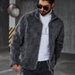 Manfinity Roghcode Men's Casual Plush Zip-Up Warm Jacket, Suitable For Daily Wear In Autumn/Winter, Going Out Warm Long Sleeve Jacket, For Friends, Husband, Boyfriend Gifts