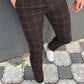 2025 Fashion Stretch Waist Plaid Casual Pants For Men, Slim Fit Design With Oblique Pockets, All Season