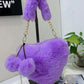 Furry Purse For Girls Heart Shaped Fluffy Handbag For Women Soft Small Shoulder Bag Clutch Purse With Metal Chain Strap . The Best Valentine's Gifts For Girlfriend Lady