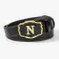 Simple Men's Letter Print Casual Business Belt, Fashionable Versatile Buckle Strap