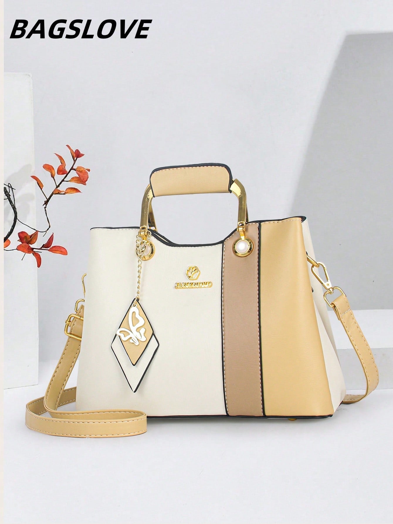 Ladies Crossbody Bag With Letter Pattern Pendant Decoration, Shoulder Handheld