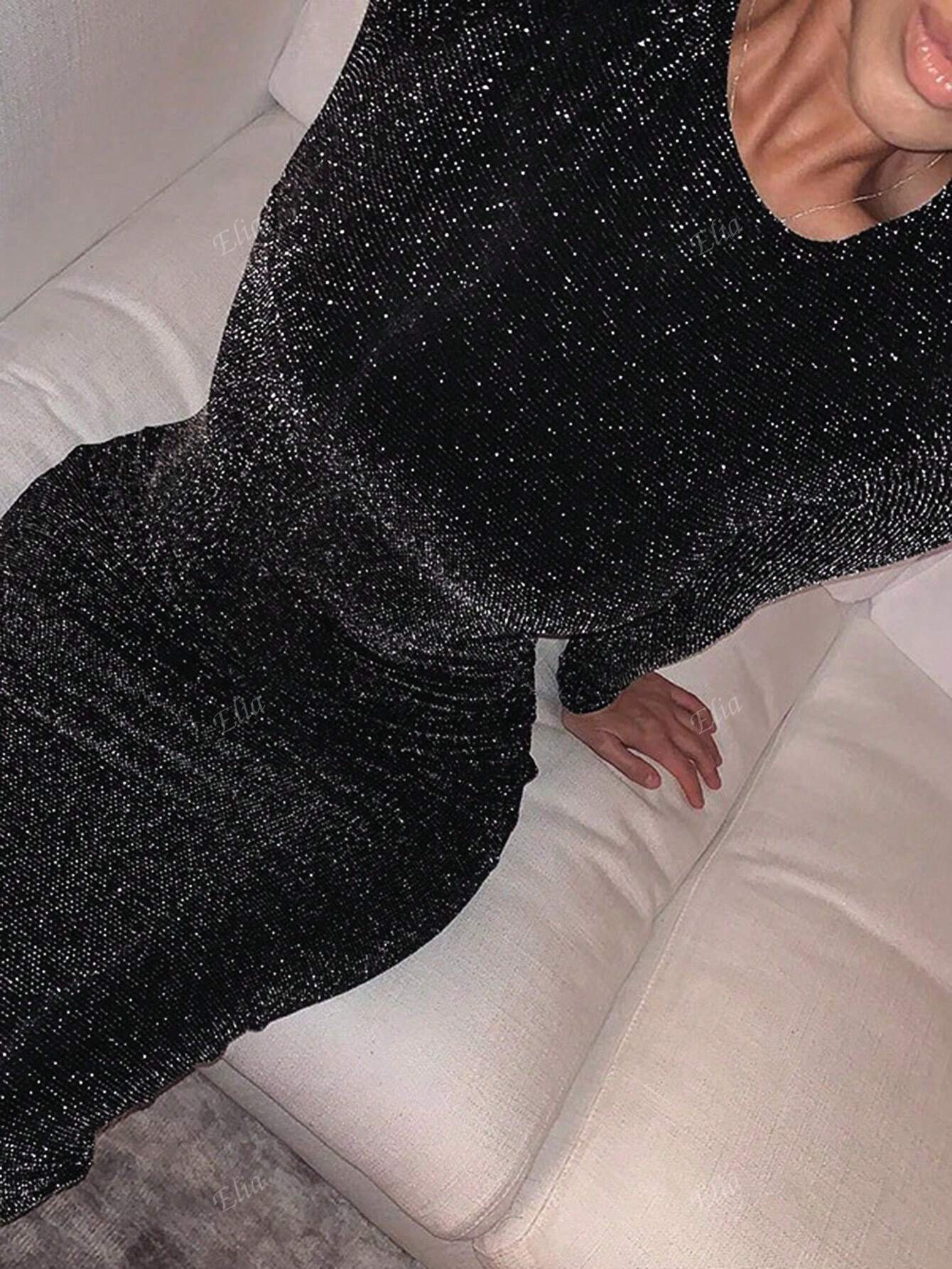 Women's Sequin Glamorous Sexy Round Neck Slim Fit Dress