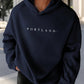 Manfinity Homme Plus Size Men's Letter Print Casual Hoodie Long Sleeve Sweatshirt, Going Out Dark Blue Hoodie, For Friends, Husband, Boyfriend Gifts