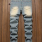 Vintage Style Distressed Men's Street Wear Denim Jeans, Belt Not Included