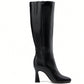 Women's Stiletto Heel Knee-High Boots Square Toe Side Zipper Fashionable Versatile  Black Boots For Dating And Party