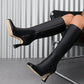 Women's Stiletto Heel Knee-High Boots Square Toe Side Zipper Fashionable Versatile  Black Boots For Dating And Party