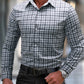 Manfinity Homme Men's Plaid Graphic Vintage Long Sleeve Collar Shirt, For Dad And Me, Work, Daddy