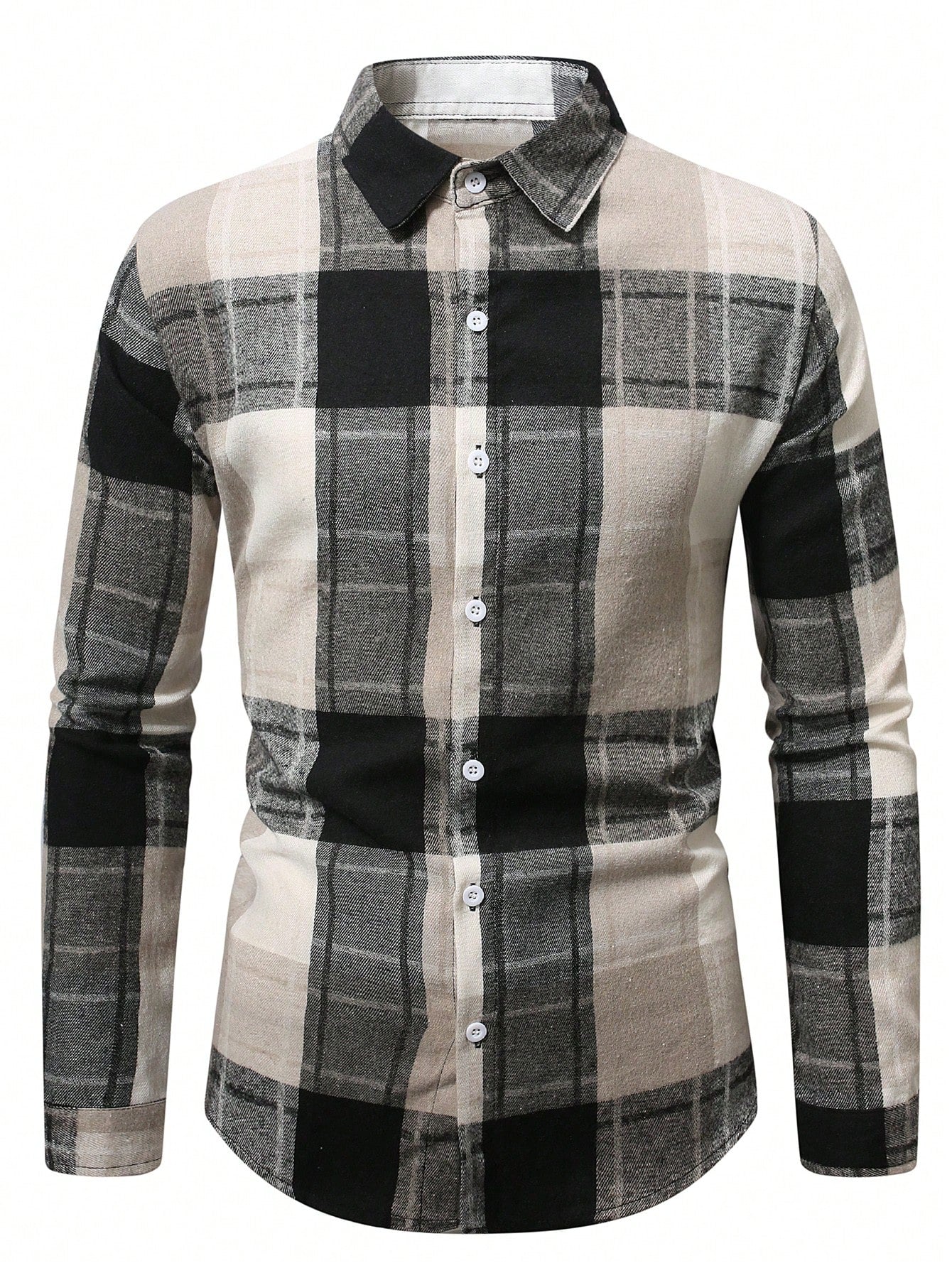 Men's Plaid Long Sleeve Casual Commuter Shirt For Spring