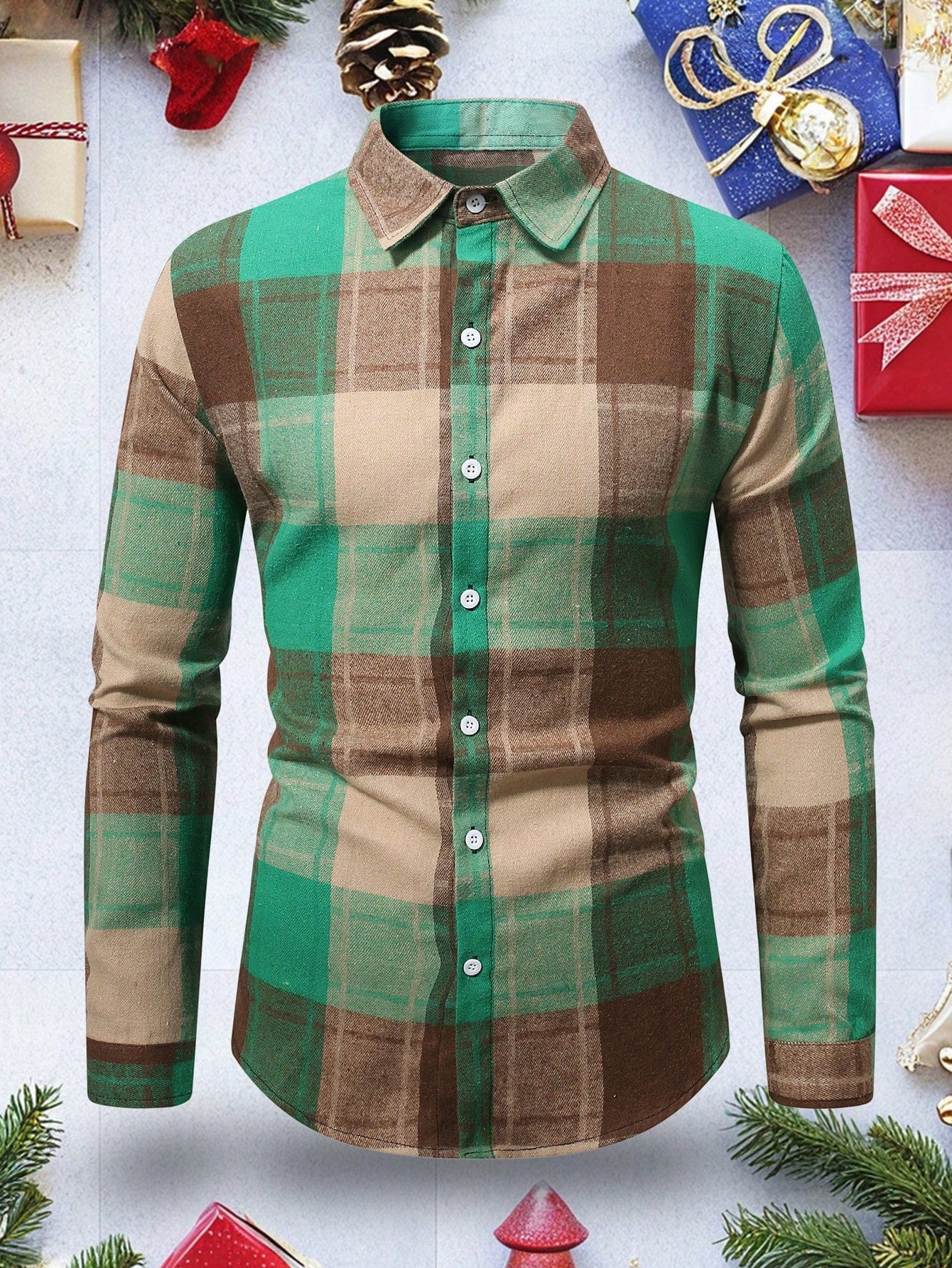 Men's Plaid Long Sleeve Casual Commuter Shirt For Spring