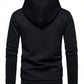 Manfinity Homme Men Casual Solid Drawstring Hooded Sweatshirt Black Long Sleeve Casual Workout Hoodie, For Friends, Husband, Boyfriend Gifts