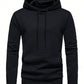 Manfinity Homme Men Casual Solid Drawstring Hooded Sweatshirt Black Long Sleeve Casual Workout Hoodie, For Friends, Husband, Boyfriend Gifts