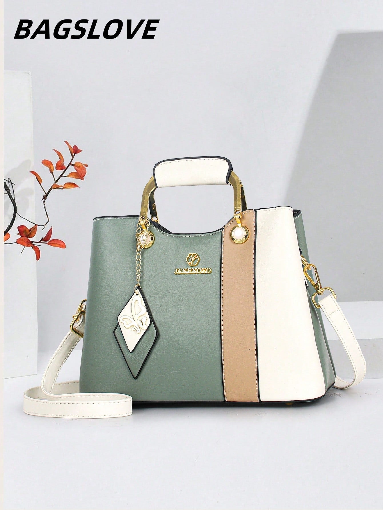 Ladies Crossbody Bag With Letter Pattern Pendant Decoration, Shoulder Handheld