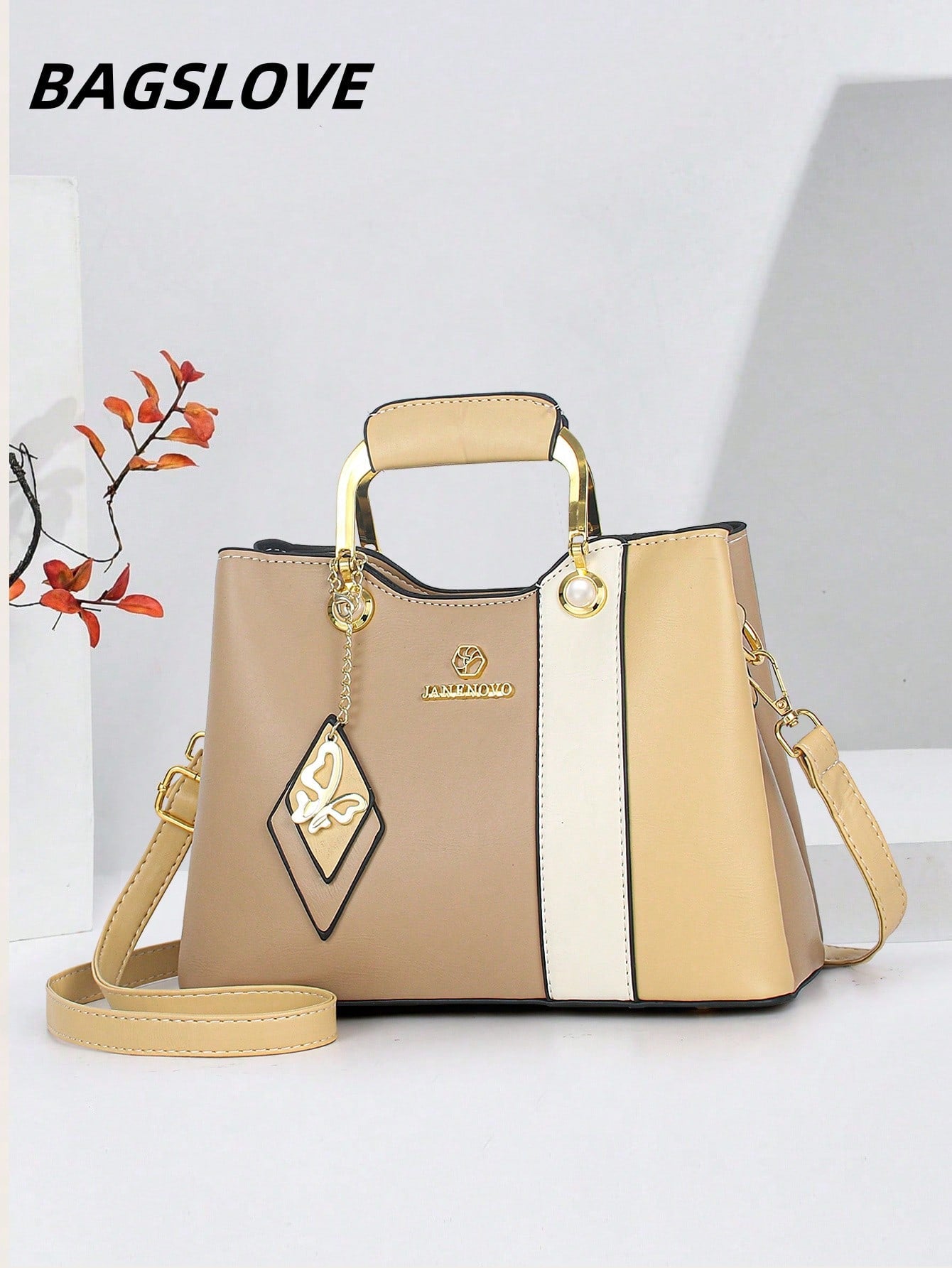 Ladies Crossbody Bag With Letter Pattern Pendant Decoration, Shoulder Handheld