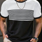 Manfinity Homme Men Fashion Color-Block Striped Short Sleeve T-Shirt, For Going Out, For Friends