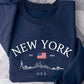 INAWLY New York Flag 1624 Print Round Neck Sweatshirt For Women