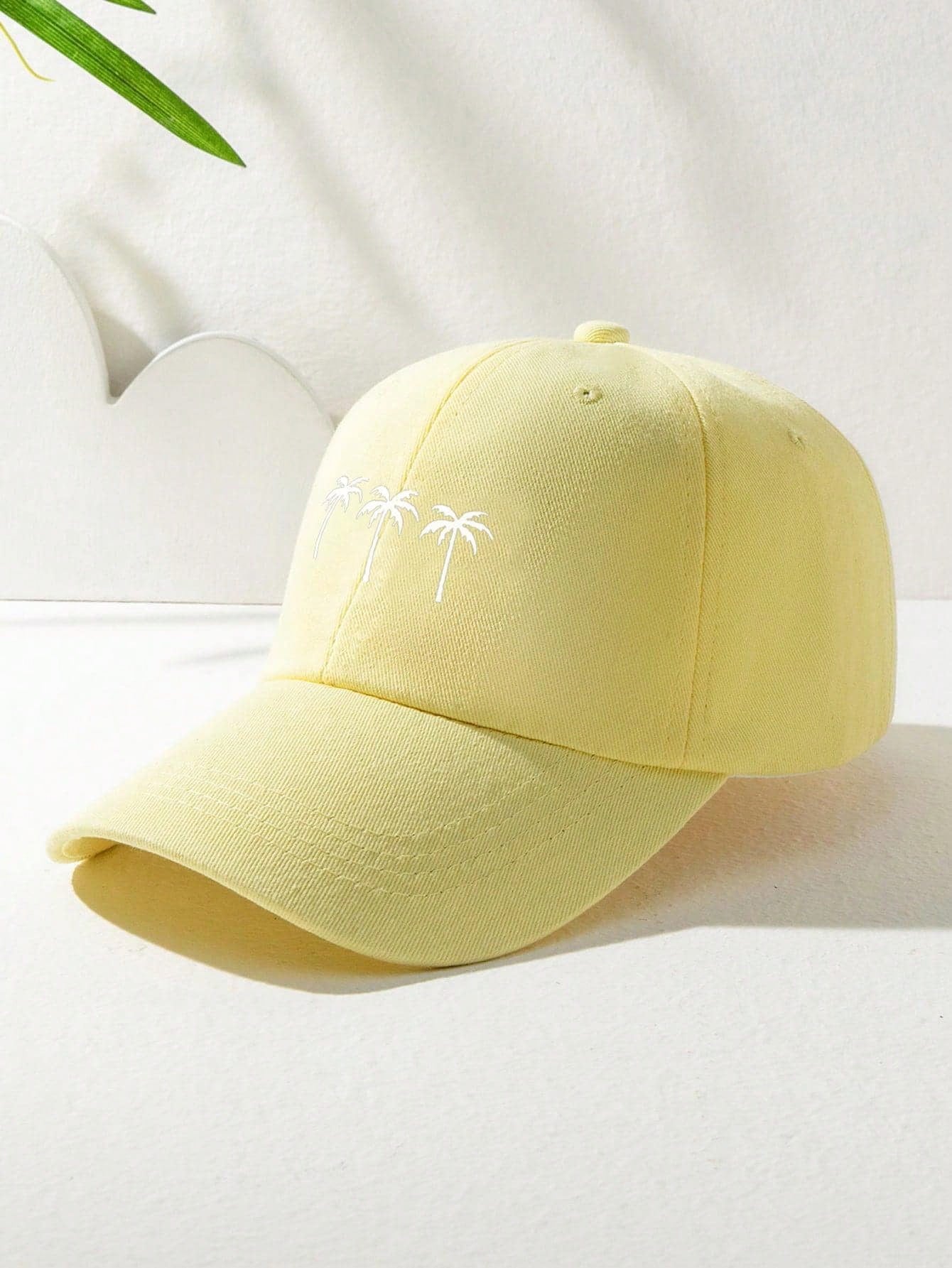 1pc Unisex Printed 3 Coconut Tree Baseball Cap, Adjustable Casual Outdoor Hat