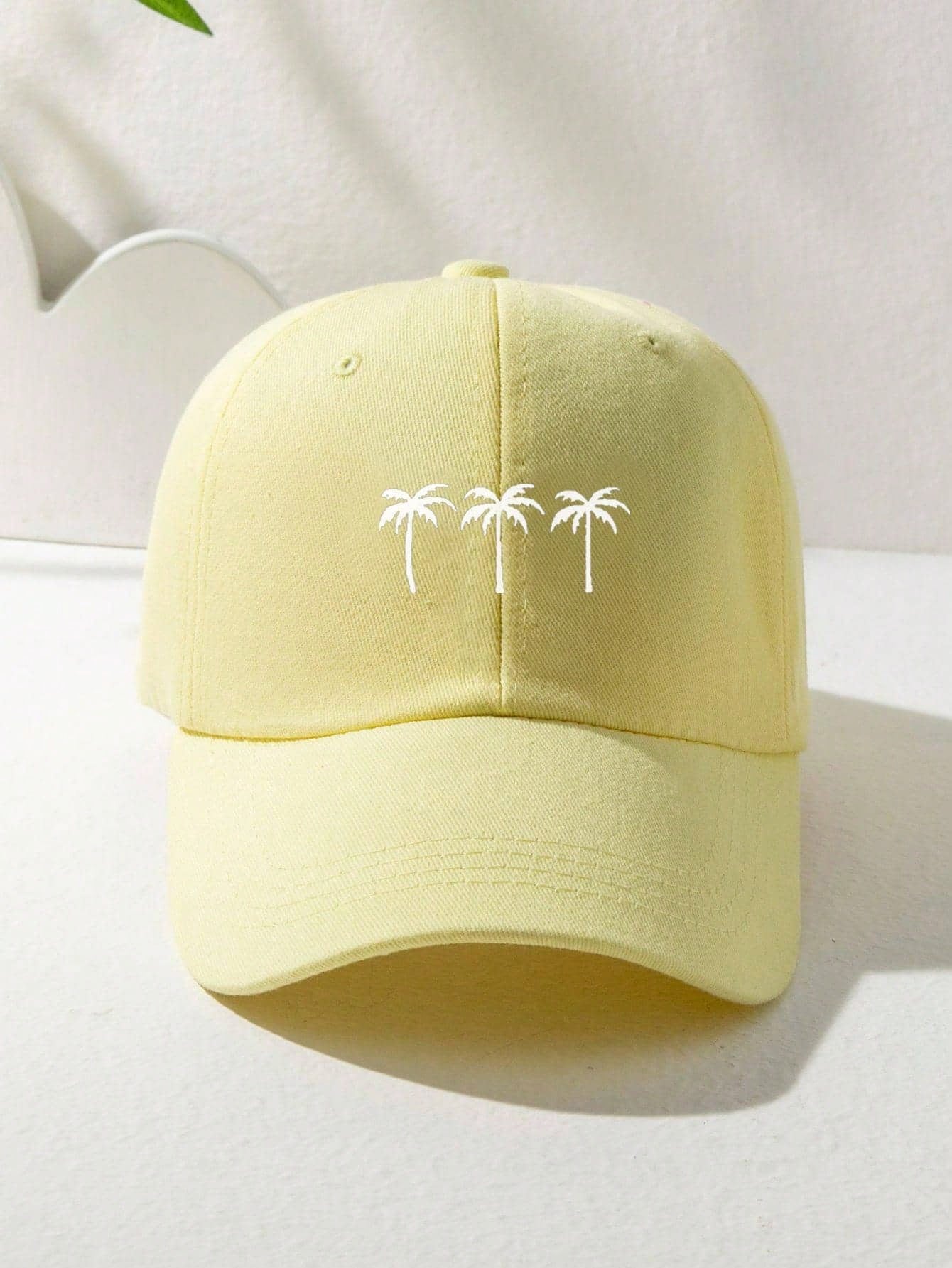 1pc Unisex Printed 3 Coconut Tree Baseball Cap, Adjustable Casual Outdoor Hat