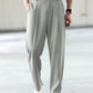 Manfinity Hypemode Classic Solid Color Button-Up Casual Straight-Leg Trousers With Pockets