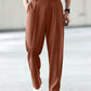 Manfinity Hypemode Classic Solid Color Button-Up Casual Straight-Leg Trousers With Pockets