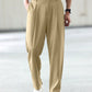 Manfinity Hypemode Classic Solid Color Button-Up Casual Straight-Leg Trousers With Pockets