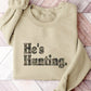 EZwear Hunting Slogan Print Thermal Lined Loose Fit Crew Neck Women Sweatshirt