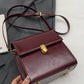 Mini Push Button Flap Square Bag Solid Color Leather Crossbody Bags For Women Shoulder Messenger Bag Lady Handbags Square Female Purses, Burgundy Bag