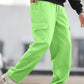 Manfinity Homme Men's Fluorescent Green Cargo Pocket Drawstring Waist Casual Pants