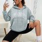 INAWLY Letter Graphic Kangaroo Pocket Drop Shoulder Drawstring Hoodie