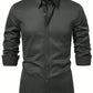 Manfinity Mode Men's Solid Color Long Sleeve Shirt, Slim Fit Button Up Collar Plain Business Shirt