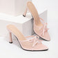 CUCCOO SZL New Fashion Versatile Crystal Bow Tie Stiletto High Heel Sandals