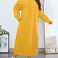 Essnce Plus Size Women Drop Shoulder Solid Color Long Sleeve Kangaroo Pocket Drawstring Hooded Long Casual Sweatshirt Dress, Autumn