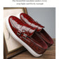 Men's Summer Breathable Casual Leather Loafers, Patent Shiny Slip-On Penny Shoes, Flat Slouchy Board Shoes