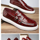 Men's Summer Breathable Casual Leather Loafers, Patent Shiny Slip-On Penny Shoes, Flat Slouchy Board Shoes