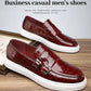 Men's Summer Breathable Casual Leather Loafers, Patent Shiny Slip-On Penny Shoes, Flat Slouchy Board Shoes