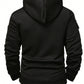 Manfinity Homme Men's Autumn Set-In Long Sleeve Zipper Front Drawstring Hooded Sweatshirt Black Long Sleeve Hoodie, For Friends, Husband, Boyfriend Gifts