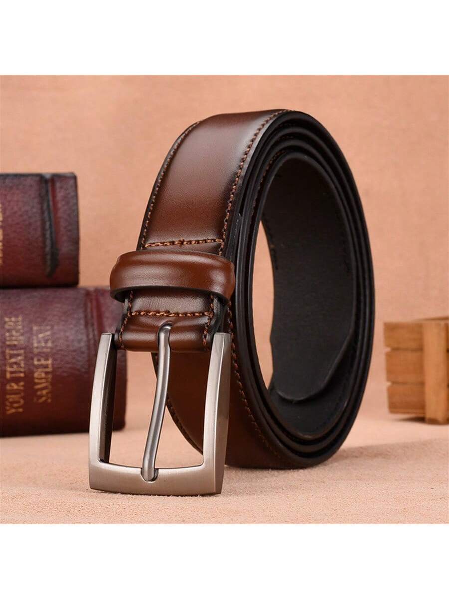 1PC Men's Leather Belt Punched Embossed Cowhide Belt Business Casual Leather Belt Belt For Men