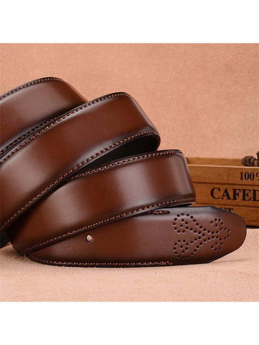 1PC Men's Leather Belt Punched Embossed Cowhide Belt Business Casual Leather Belt Belt For Men