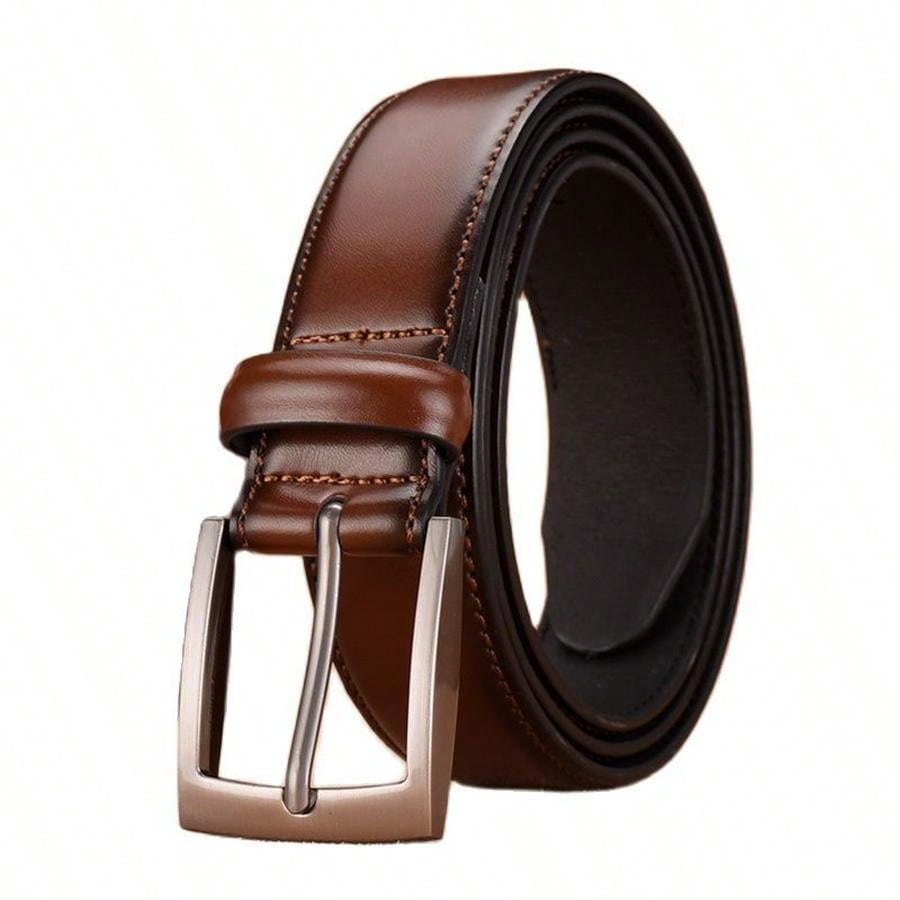 1PC Men's Leather Belt Punched Embossed Cowhide Belt Business Casual Leather Belt Belt For Men