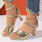 2024 New Fashion, Comfortable, High-End Quality Open Toe Thick/Low Heel Dress Party Sandals, Ankle Strap, Suitable For Work, Commute, Daily Wear